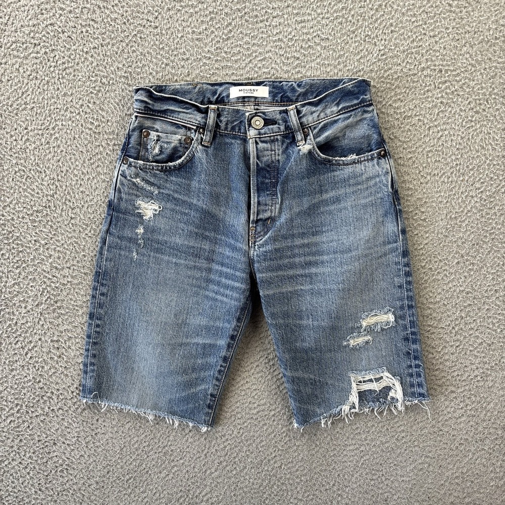 Moussy Vintage Howa Bermuda Shorts Womens 26 Distressed 10" Inseam Made in Japan